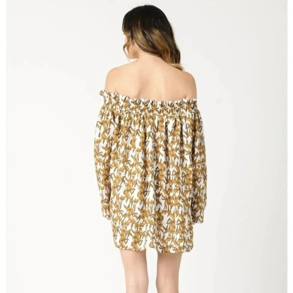 Lucca - Kate Ruffle White Mustard Dress - Picture 3 of 7